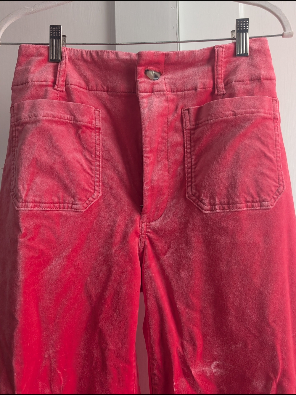 Anthropologie High-Rise Pink Wide-Leg Velvet Collette Crop Pants - 27 - Picture 3 of 5